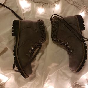 Gray suede womens boots